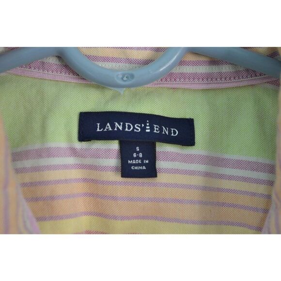 Lands End Women's Small Pastel Green Striped Long Sleeve Button Down Shirt - Picture 5 of 12